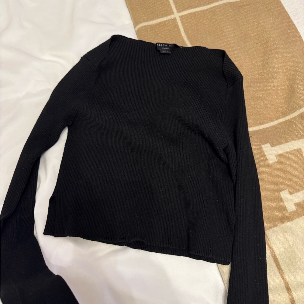 All Saints Black Long Sleeve Top